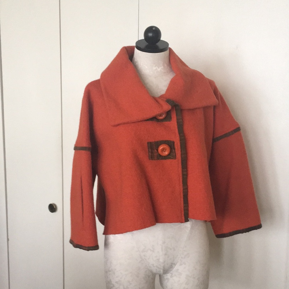Animale France pumpkin colored  cropped boiled wool. Size US 8